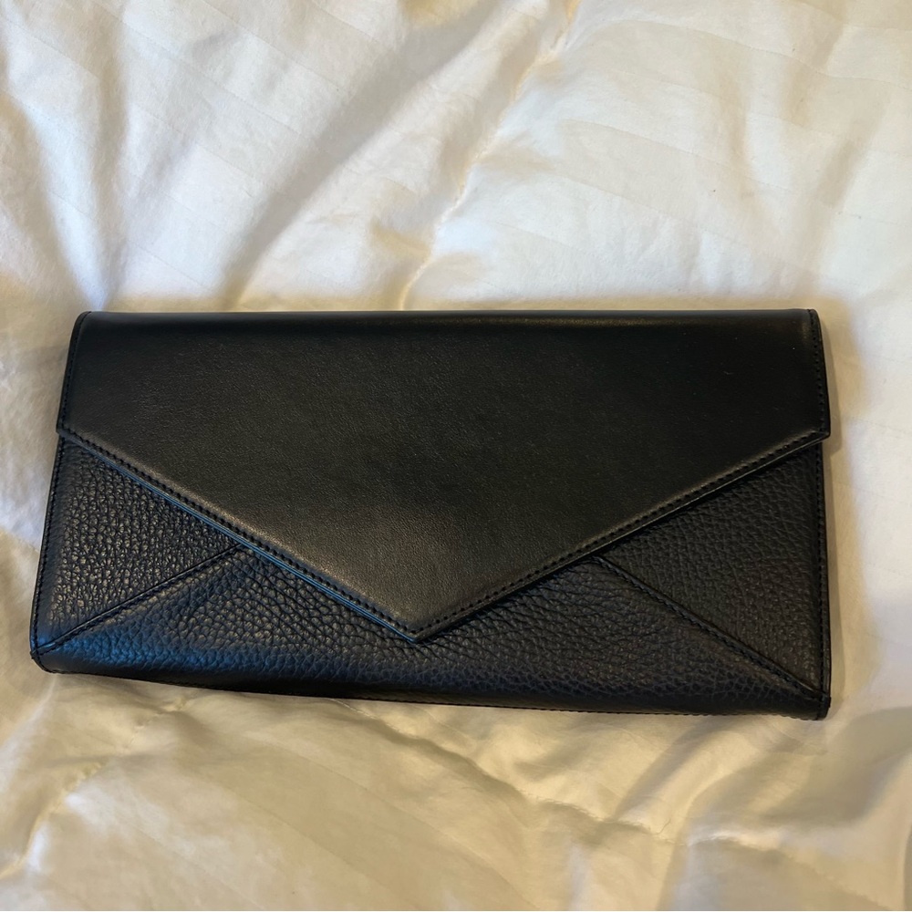 Cuyana Black Leather Envelope Clutch (w/ dust bag)